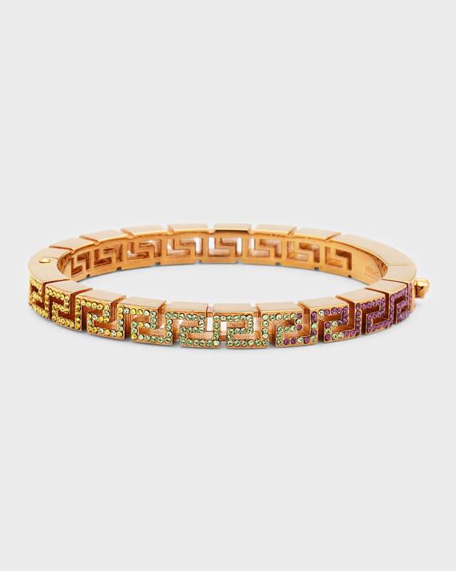 Metal Bracelet with Gradient Crystal Detai